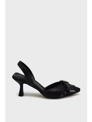 Kanuga Kadın Yazlık Kemer Detaylı Topuklu Ayakkabı Siyah LPA1960