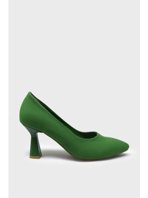 Kanuga Kadın Topuklu Ayakkabı Yeşil Saten BB2022-52
