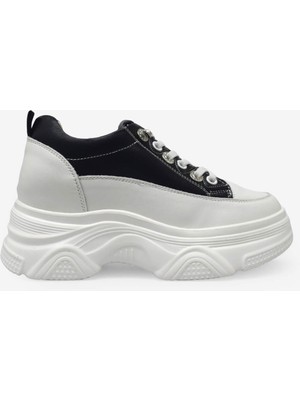 Guja Kadın Yüksek Taban Sneaker Siyah Beyaz BLG25K314