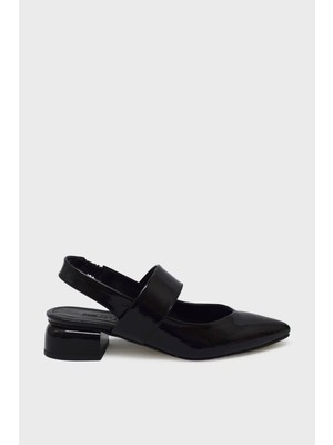 Kanuga Kadın Topuklu Ayakkabı Siyah Rugan K-EST4351