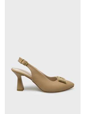 Kanuga Kadın Toka Detaylı Topuklu Ayakkabı Nut BB2023-01