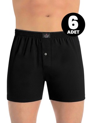Öts Erkek 6’lı %100 Pamuk Boxer Düğmeli Süprem Kumaş Ekstra Konforlu Kalıp (2655-6)