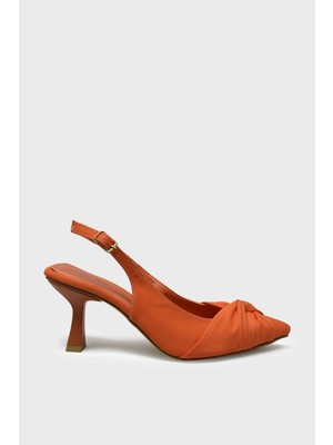 Kanuga Kadın Arkası Açık Topuklu Ayakkabı Turuncu Saten BB2023-13