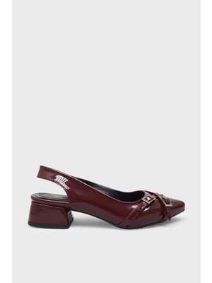 Kanuga Kadın Kısa Topuk Topuklu Ayakkabı Bordo Rugan LPA650