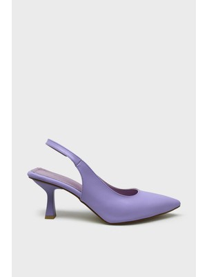 Kanuga Kadın Arkası Açık Sivri Burun Topuklu Ayakkabı Lila BB2023-17