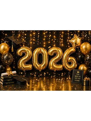 Dizayn Parti Evi 2026 Mezuniyet Balonu 84 cm Folyo Rakam Seti – Gold & Gümüş Renk Seçenekli Büyük Boy Parti Dekoru