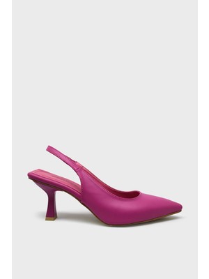 Kanuga Kadın Arkası Açık Sivri Burun Topuklu Ayakkabı Fuşya BB2023-17