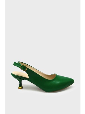 Kanuga Kadın Arkası Açık Topuklu Ayakkabı Yeşil LPA910