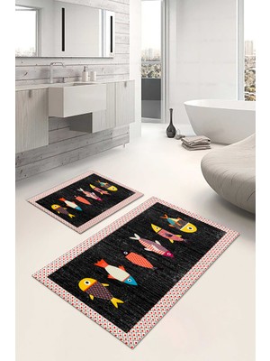 PremiumPort 2’li Banyo Paspas Takımı, Kaymaz Taban, Sünger Dolgu, Yıkanabilir Set