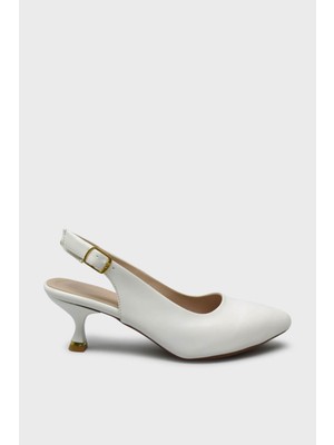 Kanuga Kadın Arkası Açık Topuklu Ayakkabı Beyaz LPA910