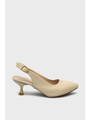 Kanuga Kadın Arkası Açık Topuklu Ayakkabı Bej LPA910