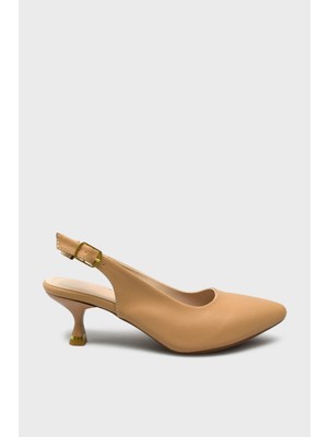 Kanuga Kadın Arkası Açık Topuklu Ayakkabı Nut LPA910