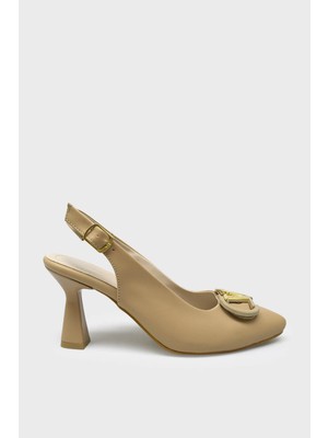 Kanuga Kadın Arkası Açık Topuklu Ayakkabı Nut LPA1206