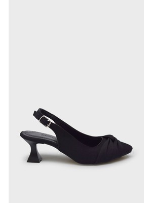 Kanuga Kadın Yazlık Topuklu Ayakkabı Siyah Saten BB2023-14