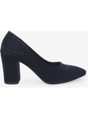 Kanuga Kadın Kalın Topuklu Ayakkabı Siyah Desenli LPA1110-2