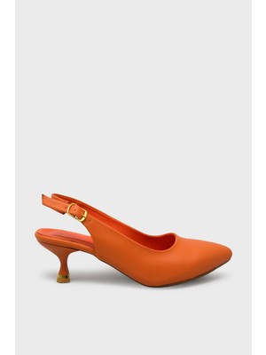 Kanuga Kadın Arkası Açık Topuklu Ayakkabı Turuncu LPA910