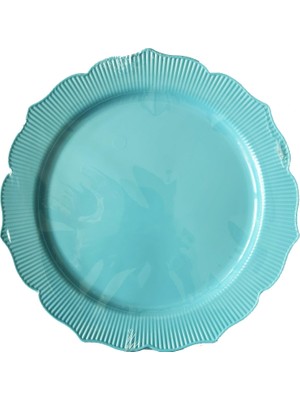 Omeyva Mika Sert Plastik Tabak Parti Davet Sunum Servis Tabağı - 26 Cm. - Turkuaz - 6 Adetlik Paket