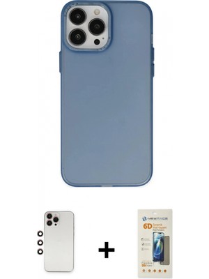 Marsilyan™- iPhone 13 Pro Max Kılıf Ahenk Çizgi Prime - Siyah 6d Mat Seramik Hayalet Nano Ekran Koruyucu + Gökkuşağı Shine Kamera Lens