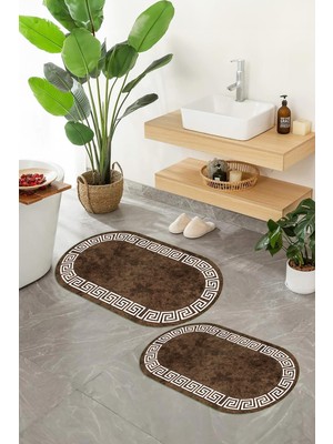 PremiumPort Yıkanabilir Oval Banyo Paspası Çerçeveli, Kaymaz ve Rahat Kullanım