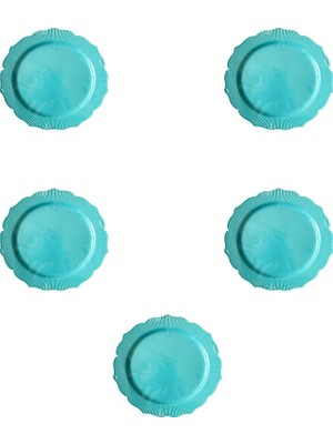 Omeyva Mika Sert Plastik Tabak Parti Davet Sunum Servis Tabağı - 26 Cm. - Turkuaz - 6 Adetlik 5 Paket