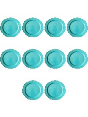 Omeyva Mika Sert Plastik Tabak Parti Davet Sunum Servis Tabağı - 26 Cm. - Turkuaz - 6 Adetlik 10 Paket