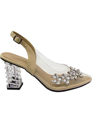 Kanuga Kadın Şeffaf Topuk Topuklu Ayakkabı Bej BB2022-01