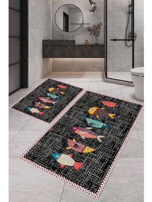 PremiumPort Yumuşak ve Şık 2'li Banyo Paspas Takımı, 100X60+60X50 cm
