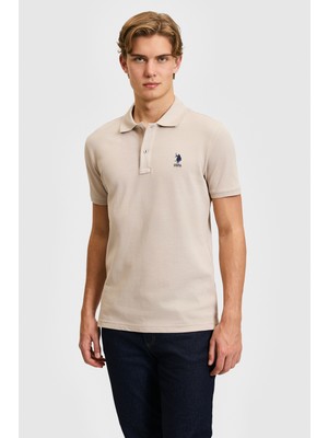 U.S. Polo Assn. Erkek Slim Fit Polo Yaka Taş Basic Tişört 50322304-VR049