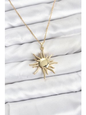 Epilons 316L Çelik Zincir Gold Renk Güneş Model Kadın Kolye - TJ-BKO10901