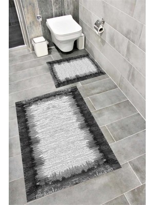 PremiumPort Suya Dayanıklı ve Kaymaz Tabanlı Dijital Baskılı Banyo Paspas Takımı