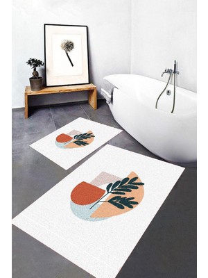 PremiumPort Şık ve Yumuşak Dijital Baskı Banyo Paspas Takımı 100X60+60X50 cm
