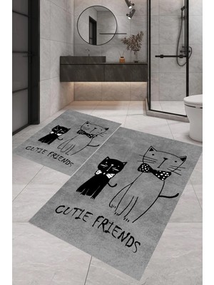 PremiumPort Yumuşak ve Şık 2'li Banyo Paspas Takımı, 100X60 ve 60X50 cm Boyutlarda