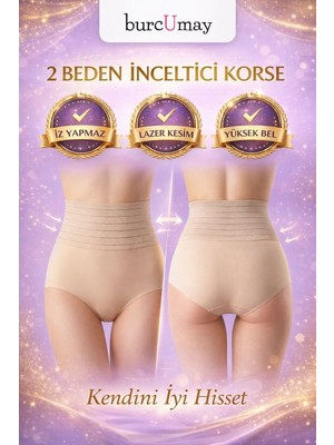 Burcumay 2 Beden Incelten Lazer Kesim Yüksek Bel Toparlayıcı Korse Kadın