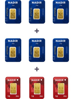 Nadir Gold 24 Ayar 18 Gram Külçe Altın (6 Adet 2,5 Gram Külçe Altın + 3 Adet 1 Gram Külçe Altın )