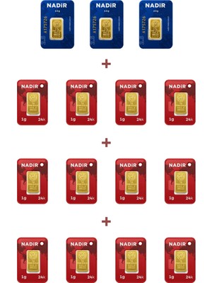 Nadir Gold 24 Ayar 19,5 Gram Külçe Altın (3 Adet 2,5 Gram Külçe Altın + 12 Adet 1 Gram Külçe Altın )