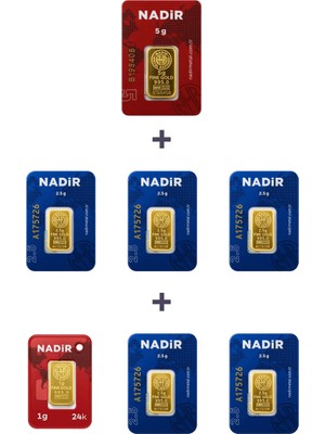 Nadir Gold 24 Ayar 18,5 Gram Altın (1 Ad 5 Gram Altın + 5 Ad 2,5 Gram Altın + 1 Ad 1 Gram Altın )
