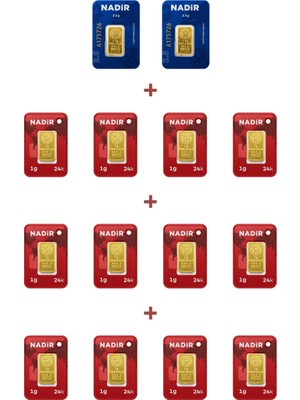 Nadir Gold 24 Ayar 17 Gram Külçe Altın (2 Adet 2,5 Gram Külçe Altın + 12 Adet 1 Gram Külçe Altın )