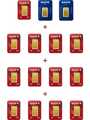 Nadir Gold 24 Ayar 18 Gram Külçe Altın (2 Adet 2,5 Gram Külçe Altın + 13 Adet 1 Gram Külçe Altın )