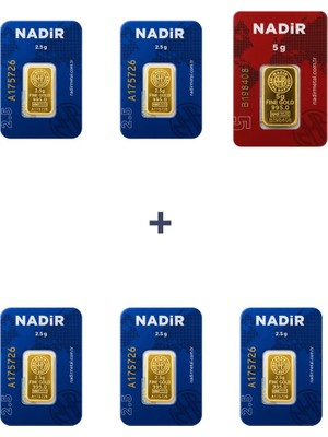 Nadir Gold 24 Ayar 17,5 Gram Külçe Altın (1 Adet 5 Gram Külçe Altın + 5 Adet 2,5 Gram Külçe Altın )