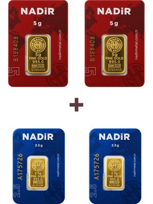Nadir Gold 24 Ayar 15 Gram Külçe Altın (2 Adet 5 Gram Külçe Altın + 2 Adet 2,5 Gram Külçe Altın )