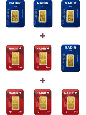 Nadir Gold 24 Ayar 15 Gram Külçe Altın (4 Adet 2,5 Gram Külçe Altın + 5 Adet 1 Gram Külçe Altın )