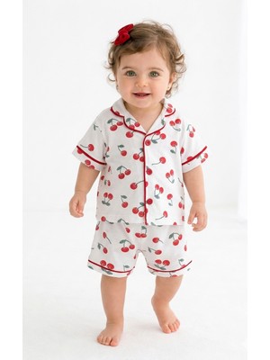 Panfilia %100 Pamuk Kısa Kollu Şortlu Düğmeli Yazlık Kız Çocuk Pijama Takımı
