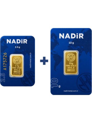 Nadir Gold 24 Ayar 12,5 Gram Külçe Altın (1 Adet 10 Gram Külçe Altın + 1 Adet 2,5 Gram Külçe Altın )