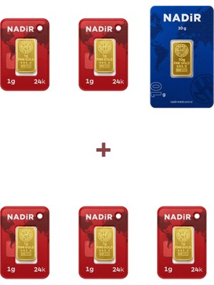 Nadir Gold 24 Ayar 15 Gram Külçe Altın (1 Adet 10 Gram Külçe Altın + 5 Adet 1 Gram Külçe Altın )