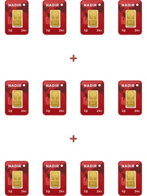 Nadir Gold 24 Ayar 12 Gram Külçe Altın (12 Adet 1 Gram Külçe Altın )
