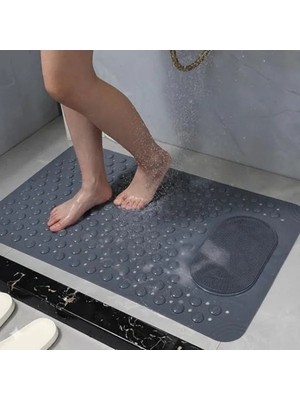 MarkEntegra Kaymaz Antrasit Banyo Paspası, 35X69 cm Vantuzlu Duş Matı