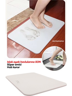 Teknotrust Su Emici Banyo Paspası ve Ayak Havlusu, Islaklık Önleyici, Kırık Beyaz