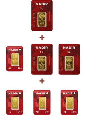 Nadir Gold 24 Ayar 19 Gram Külçe Altın (3 Adet 5 Gram Külçe Altın + 4 Adet 1 Gram Külçe Altın )