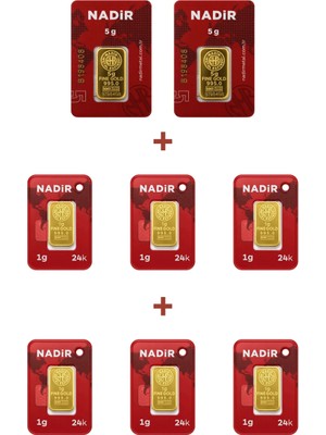 Nadir Gold 24 Ayar 16 Gram Külçe Altın (2 Adet 5 Gram Külçe Altın + 6 Adet 1 Gram Külçe Altın )