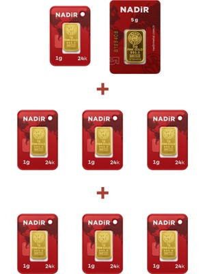 Nadir Gold 24 Ayar 12 Gram Külçe Altın (1 Adet 5 Gram Külçe Altın + 7 Adet 1 Gram Külçe Altın )